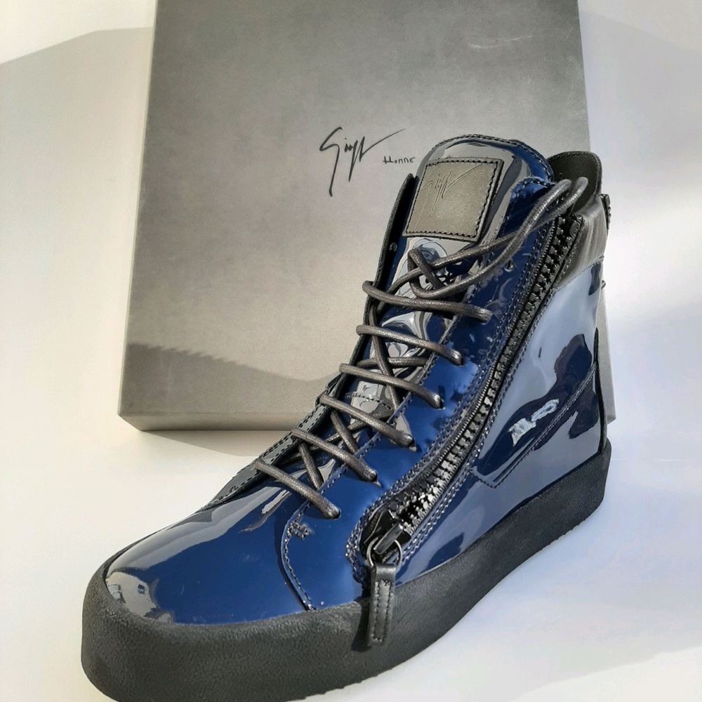 Giuseppe Zanotti blue patent leather high tops